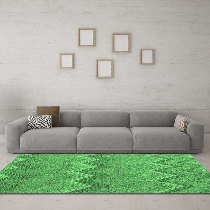 Machine Washable Southwestern Emerald Green Country Area Rugs in a Living Room,, wshcon2236emgrn