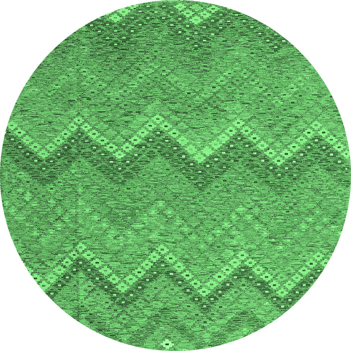 Round Southwestern Emerald Green Country Rug, con2236emgrn