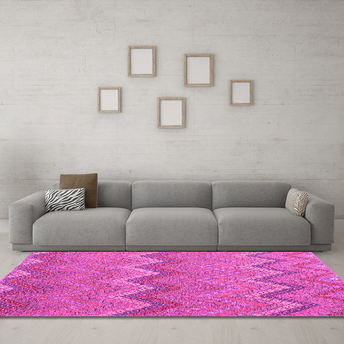 Machine Washable Southwestern Pink Country Rug in a Living Room, wshcon2236pnk