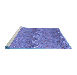 Sideview of Machine Washable Southwestern Blue Country Rug, wshcon2236blu
