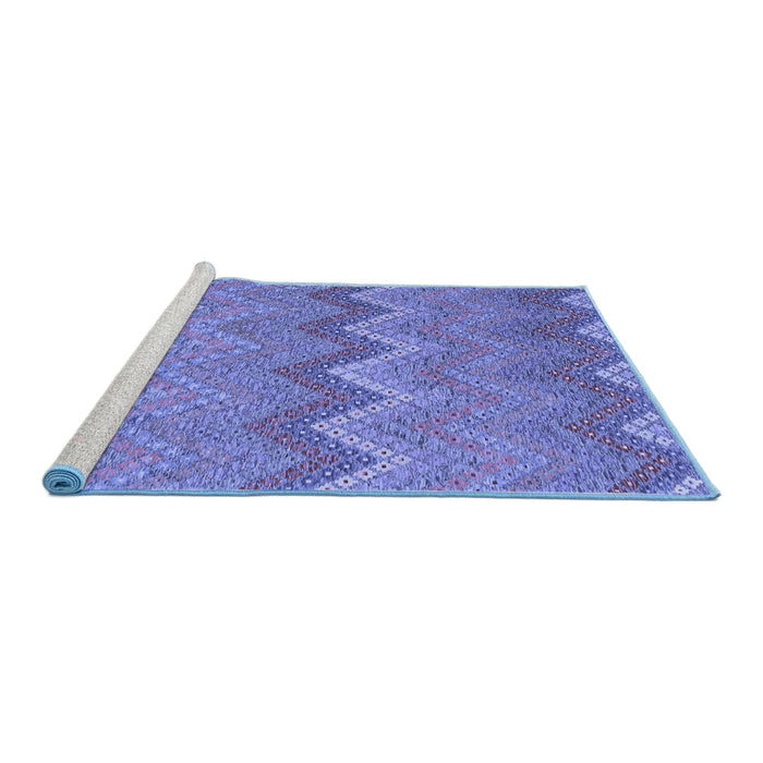Sideview of Machine Washable Southwestern Blue Country Rug, wshcon2236blu