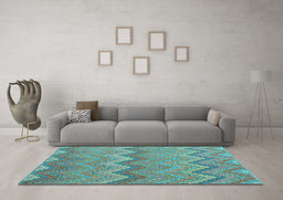 Machine Washable Southwestern Light Blue Country Rug in a Living Room, wshcon2236lblu