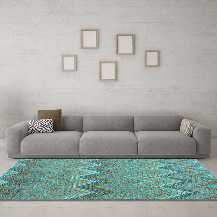 Machine Washable Southwestern Light Blue Country Rug in a Living Room, wshcon2236lblu