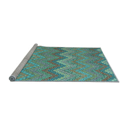 Sideview of Machine Washable Southwestern Light Blue Country Rug, wshcon2236lblu