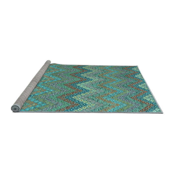 Sideview of Machine Washable Southwestern Light Blue Country Rug, wshcon2236lblu