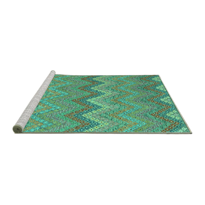 Sideview of Machine Washable Southwestern Turquoise Country Area Rugs, wshcon2236turq