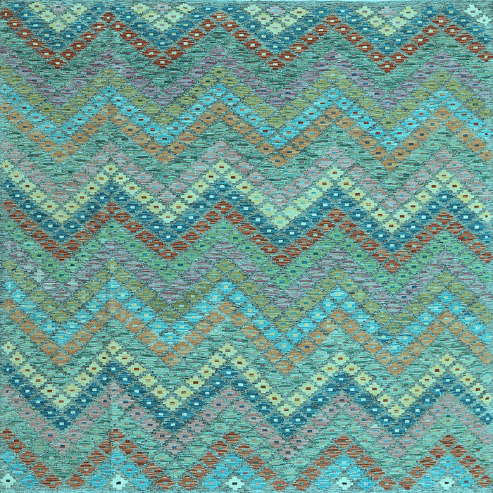 Square Machine Washable Southwestern Light Blue Country Rug, wshcon2236lblu