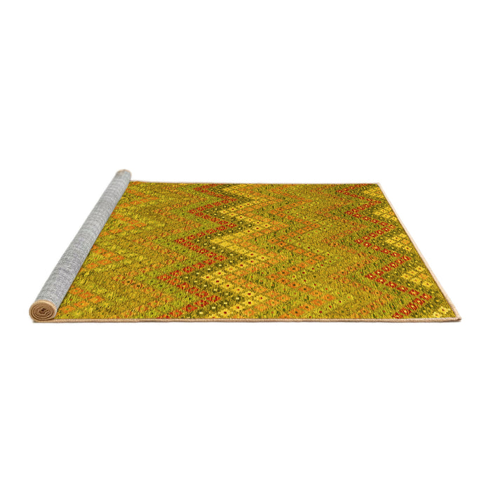 Sideview of Machine Washable Southwestern Yellow Country Rug, wshcon2236yw