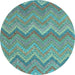 Round Southwestern Light Blue Country Rug, con2236lblu