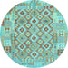 Round Southwestern Light Blue Country Rug, con2237lblu