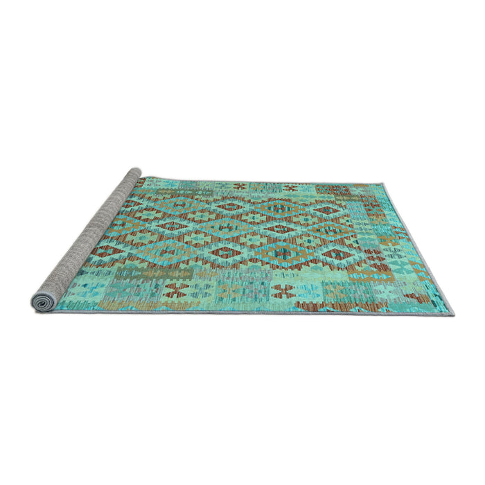 Sideview of Machine Washable Southwestern Light Blue Country Rug, wshcon2237lblu
