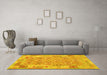 Machine Washable Southwestern Yellow Country Rug in a Living Room, wshcon2237yw