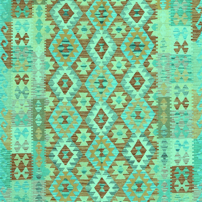 Machine Washable Southwestern Turquoise Country Area Rugs, wshcon2237turq