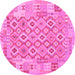 Round Southwestern Pink Country Rug, con2237pnk