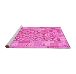 Sideview of Machine Washable Southwestern Pink Country Rug, wshcon2237pnk