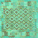 Square Southwestern Turquoise Country Rug, con2237turq