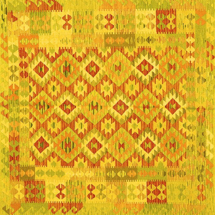 Square Machine Washable Southwestern Yellow Country Rug, wshcon2237yw