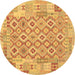 Round Southwestern Brown Country Rug, con2237brn