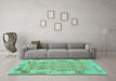 Machine Washable Southwestern Turquoise Country Area Rugs in a Living Room,, wshcon2237turq