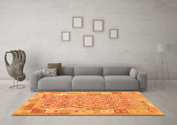 Machine Washable Southwestern Orange Country Area Rugs in a Living Room, wshcon2237org