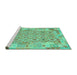 Sideview of Machine Washable Southwestern Turquoise Country Area Rugs, wshcon2237turq