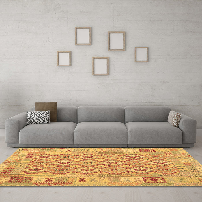 Machine Washable Southwestern Brown Country Rug in a Living Room,, wshcon2237brn