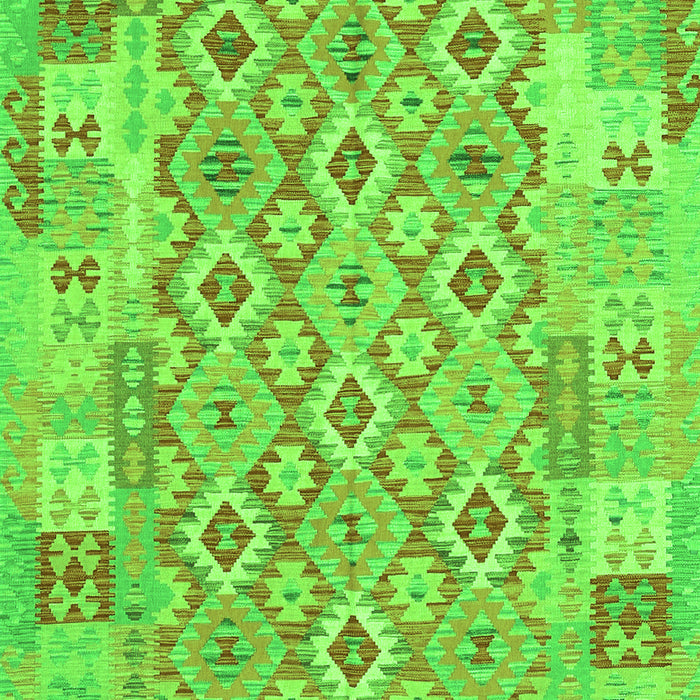 Serging Thickness of Machine Washable Southwestern Green Country Area Rugs, wshcon2237grn