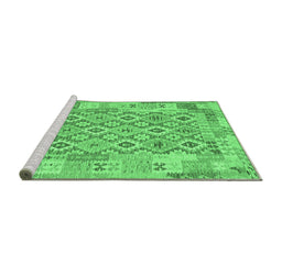 Sideview of Machine Washable Southwestern Emerald Green Country Area Rugs, wshcon2237emgrn