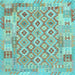 Square Machine Washable Southwestern Light Blue Country Rug, wshcon2237lblu