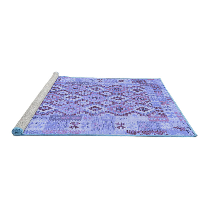 Sideview of Machine Washable Southwestern Blue Country Rug, wshcon2237blu