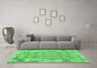 Machine Washable Southwestern Emerald Green Country Area Rugs in a Living Room,, wshcon2237emgrn