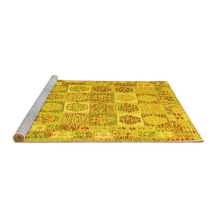 Sideview of Machine Washable Southwestern Yellow Country Rug, wshcon2238yw