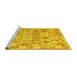 Sideview of Machine Washable Southwestern Yellow Country Rug, wshcon2238yw