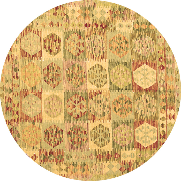 Round Machine Washable Southwestern Brown Country Rug, wshcon2238brn