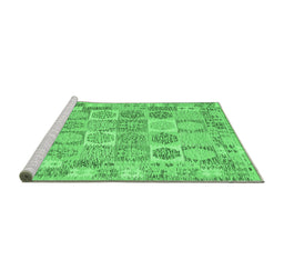Sideview of Machine Washable Southwestern Emerald Green Country Area Rugs, wshcon2238emgrn