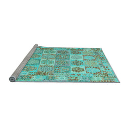 Sideview of Machine Washable Southwestern Light Blue Country Rug, wshcon2238lblu