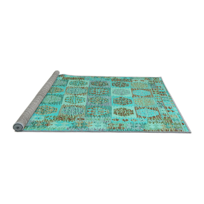Sideview of Machine Washable Southwestern Light Blue Country Rug, wshcon2238lblu