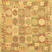 Square Machine Washable Southwestern Brown Country Rug, wshcon2238brn