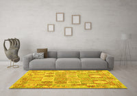 Machine Washable Southwestern Yellow Country Rug, wshcon2238yw