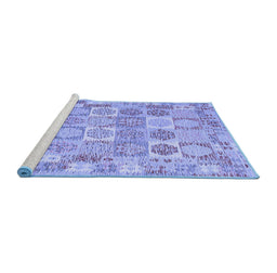 Sideview of Machine Washable Southwestern Blue Country Rug, wshcon2238blu