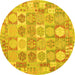 Round Southwestern Yellow Country Rug, con2238yw