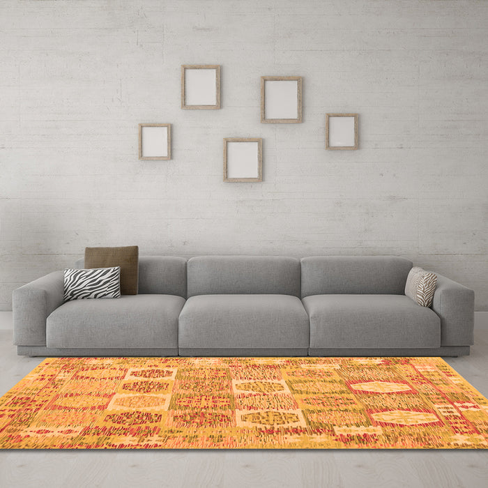 Machine Washable Southwestern Orange Country Area Rugs in a Living Room, wshcon2238org