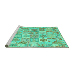 Sideview of Machine Washable Southwestern Turquoise Country Area Rugs, wshcon2238turq