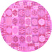 Round Machine Washable Southwestern Pink Country Rug, wshcon2238pnk