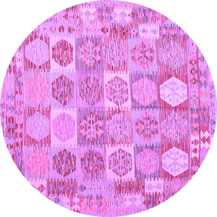 Round Machine Washable Southwestern Purple Country Area Rugs, wshcon2238pur