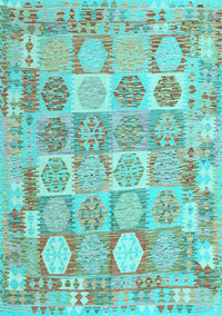 Southwestern Light Blue Country Rug, con2238lblu