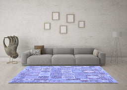 Machine Washable Southwestern Blue Country Rug in a Living Room, wshcon2238blu