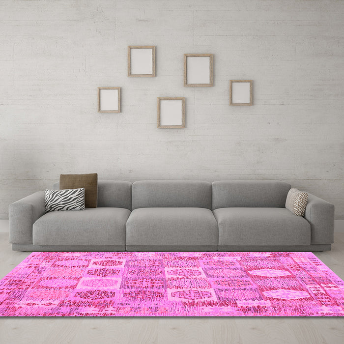 Machine Washable Southwestern Pink Country Rug in a Living Room, wshcon2238pnk