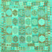 Square Southwestern Turquoise Country Rug, con2238turq