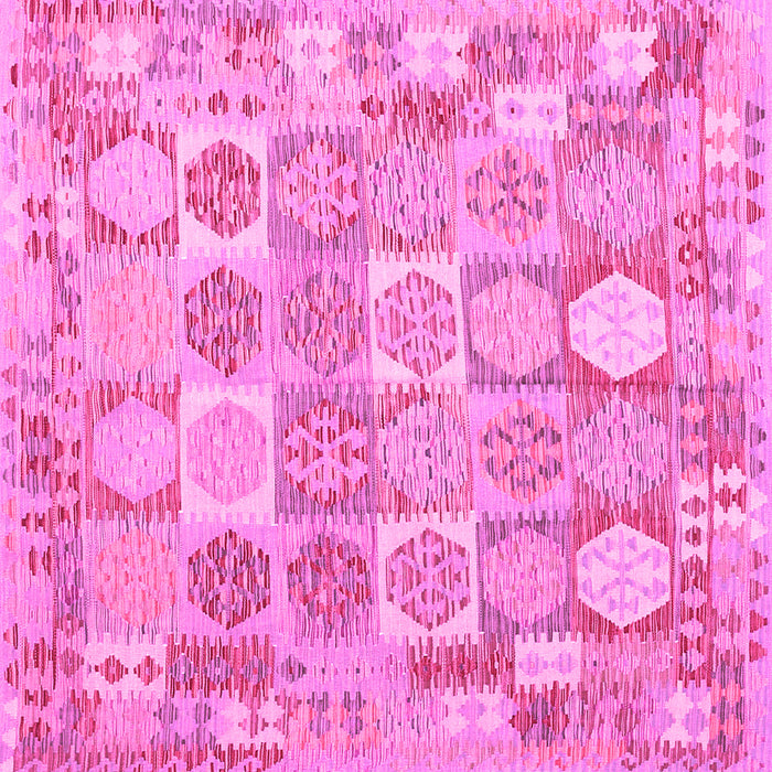 Square Machine Washable Southwestern Pink Country Rug, wshcon2238pnk